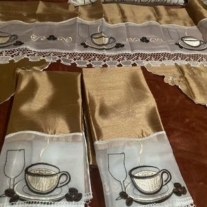 3 PIECES EMBROIDERY Kitchen Curtain CLAIRE